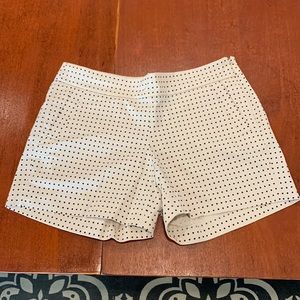 J Crew Factory Shorts, Off White with Navy Dots, Size 10